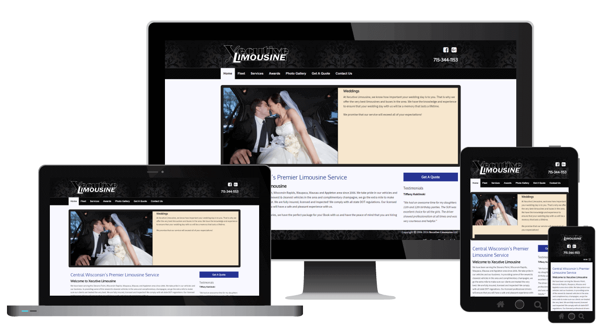 Xecutive Limousine - Home Page design