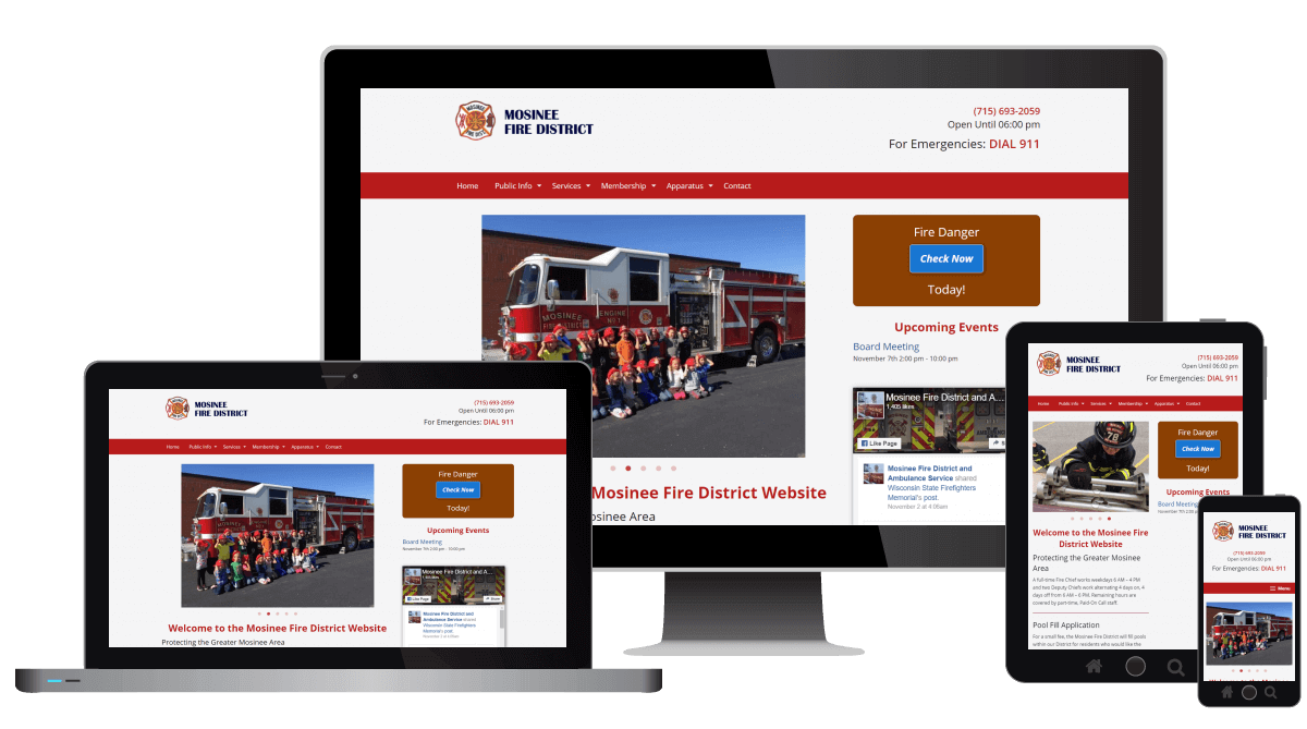Mosinee Fire District - Home Page design