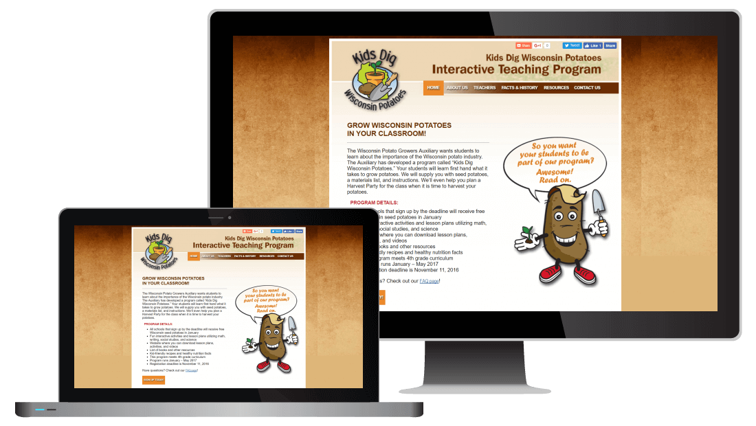 Kids Dig Wisconsin Potatoes website